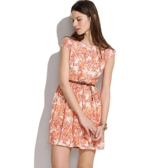 Madewell Orange Floral Print Lace Fit & Flare Mini Dress - Picture 2 of 7